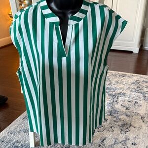 SHEIN Green and White Striped Blouse